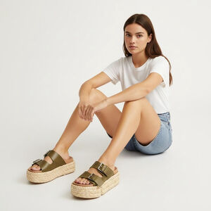 Clergerie Olive Green Platform Sandals - Size 36.5/US 6